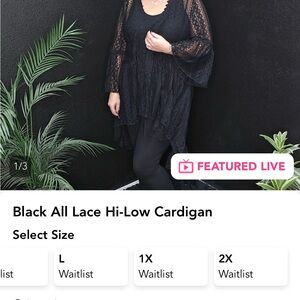 Origami Black All Lace Hi Low Cardigan